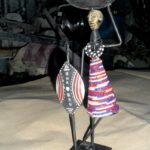 Suporte p/velas arte Africana em férro e missangas