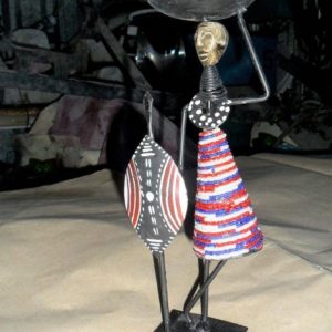 Suporte p/velas arte Africana em férro e missangas